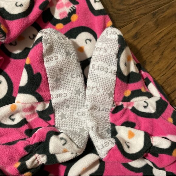 Carter's fleece sleeper footie pajamas pink penguins size 2T - Picture 5 of 8